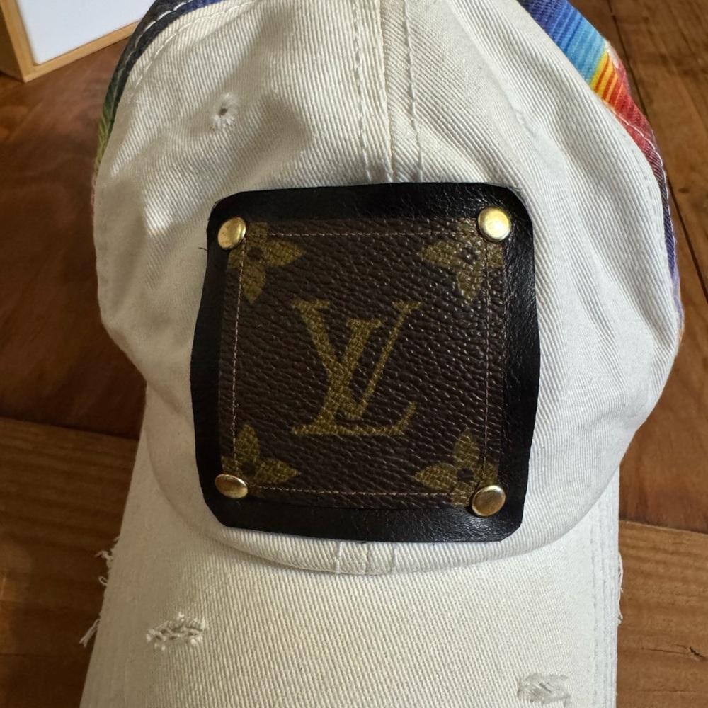 Louis Vuitton Upcycled Beige Cap with Multicolor Pattern